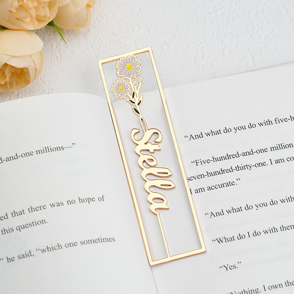 Colorful Birthday Flower Bookmark, Custom Name Bookmark, Personalized Name Bookmark, Cutting 3D Names, Women Birthday Commemorative Gifts