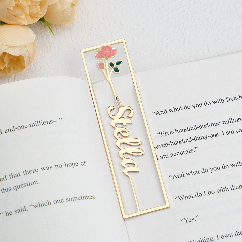 Colorful Birthday Flower Bookmark, Custom Name Bookmark, Personalized Name Bookmark, Cutting 3D Names, Women Birthday Commemorative Gifts