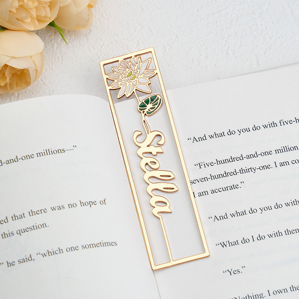 Colorful Birthday Flower Bookmark, Custom Name Bookmark, Personalized Name Bookmark, Cutting 3D Names, Women Birthday Commemorative Gifts