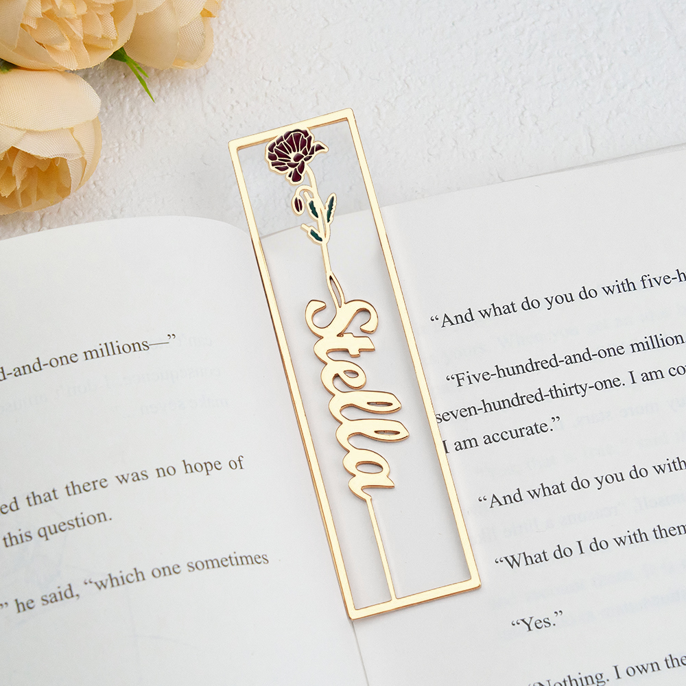 Colorful Birthday Flower Bookmark, Custom Name Bookmark, Personalized Name Bookmark, Cutting 3D Names, Women Birthday Commemorative Gifts