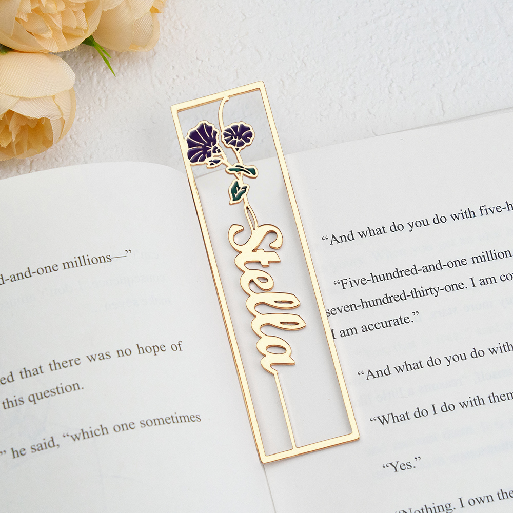 Colorful Birthday Flower Bookmark, Custom Name Bookmark, Personalized Name Bookmark, Cutting 3D Names, Women Birthday Commemorative Gifts