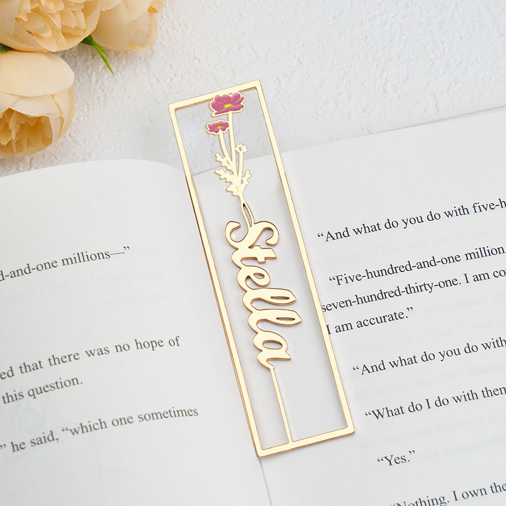 Colorful Birthday Flower Bookmark, Custom Name Bookmark, Personalized Name Bookmark, Cutting 3D Names, Women Birthday Commemorative Gifts
