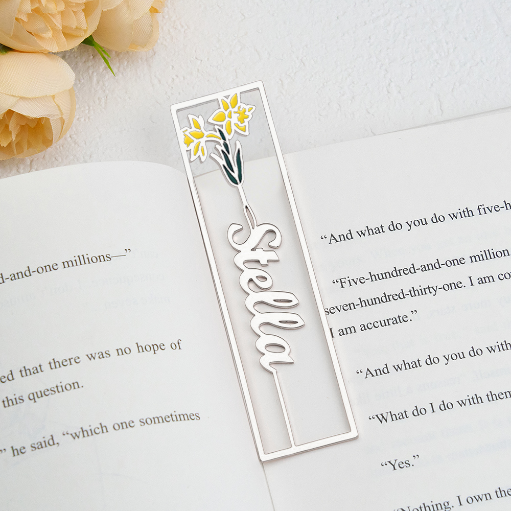 Colorful Birthday Flower Bookmark, Custom Name Bookmark, Personalized Name Bookmark, Cutting 3D Names, Women Birthday Commemorative Gifts
