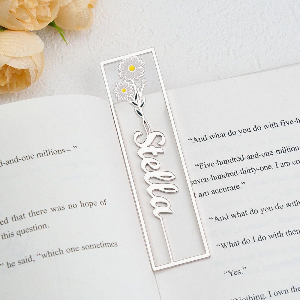Colorful Birthday Flower Bookmark, Custom Name Bookmark, Personalized Name Bookmark, Cutting 3D Names, Women Birthday Commemorative Gifts