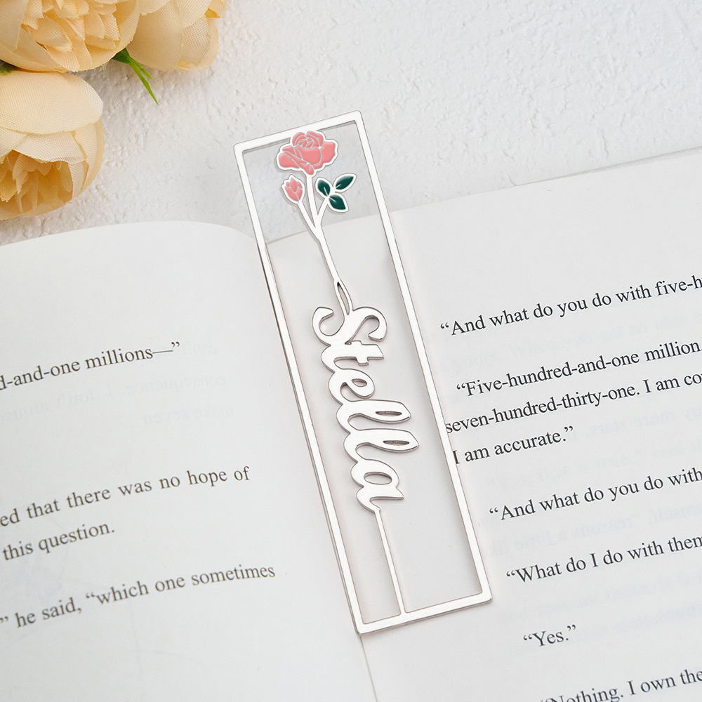 Colorful Birthday Flower Bookmark, Custom Name Bookmark, Personalized Name Bookmark, Cutting 3D Names, Women Birthday Commemorative Gifts