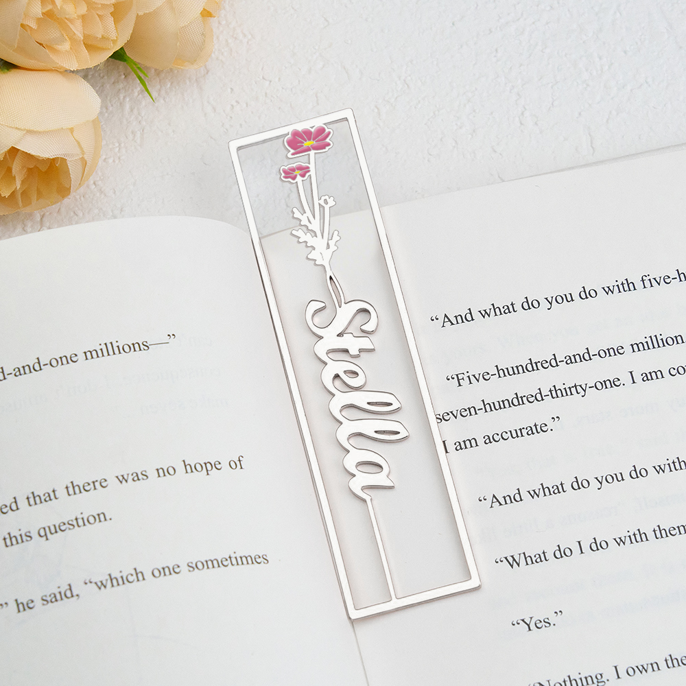 Colorful Birthday Flower Bookmark, Custom Name Bookmark, Personalized Name Bookmark, Cutting 3D Names, Women Birthday Commemorative Gifts