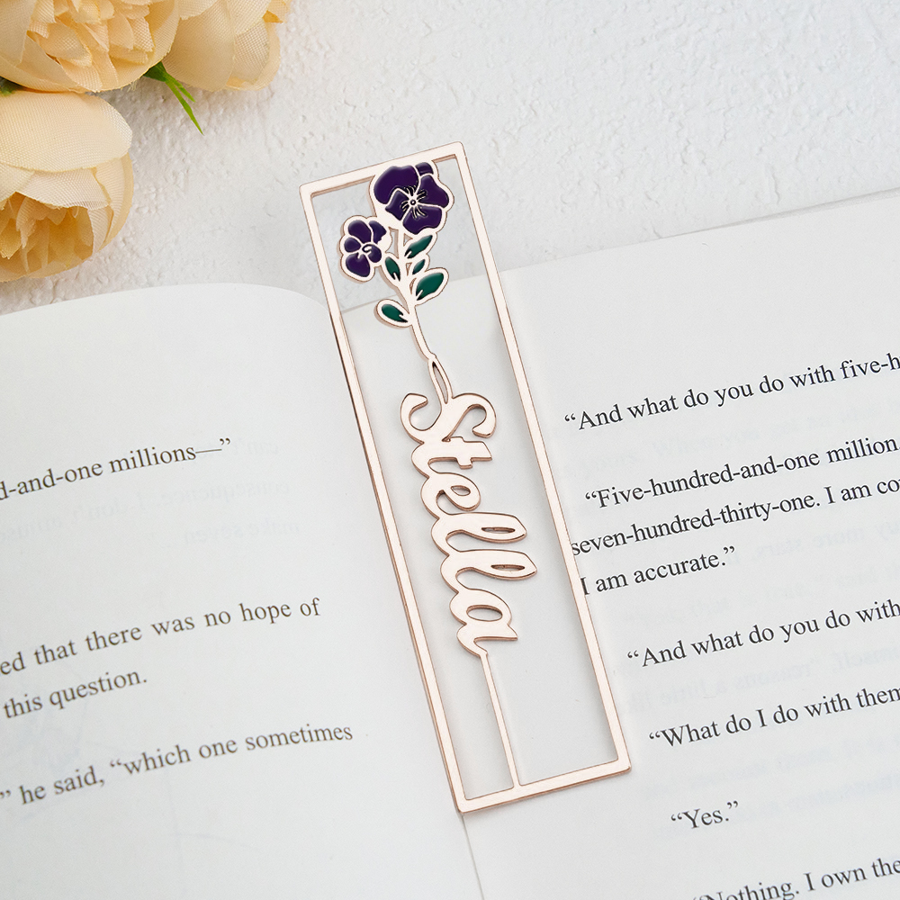 Colorful Birthday Flower Bookmark, Custom Name Bookmark, Personalized Name Bookmark, Cutting 3D Names, Women Birthday Commemorative Gifts