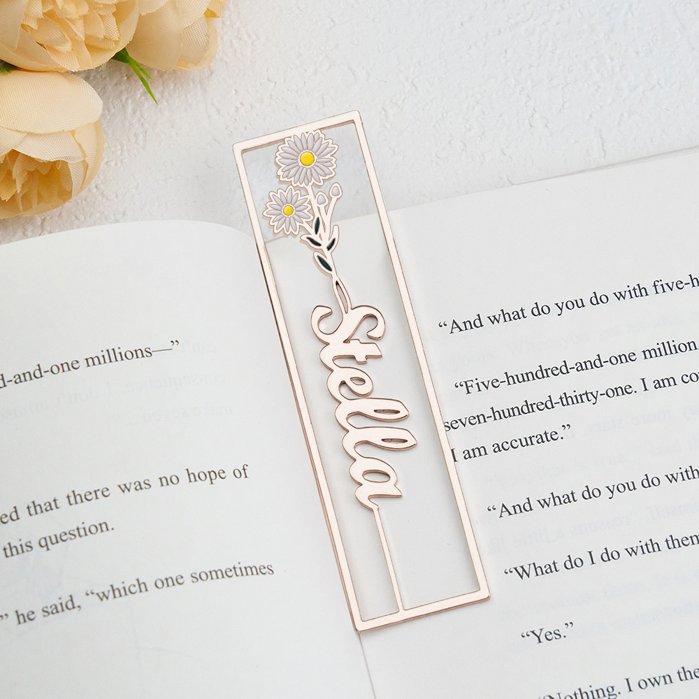 Colorful Birthday Flower Bookmark, Custom Name Bookmark, Personalized Name Bookmark, Cutting 3D Names, Women Birthday Commemorative Gifts