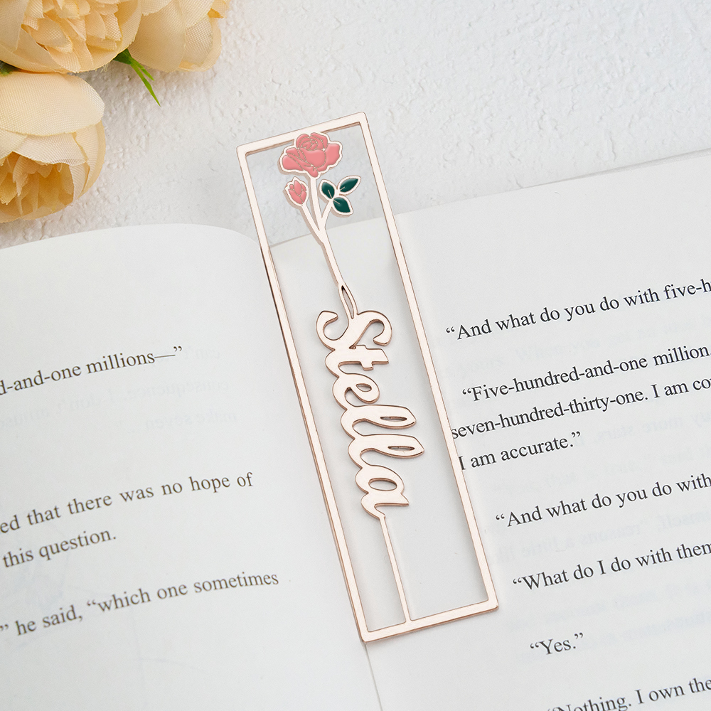 Colorful Birthday Flower Bookmark, Custom Name Bookmark, Personalized Name Bookmark, Cutting 3D Names, Women Birthday Commemorative Gifts