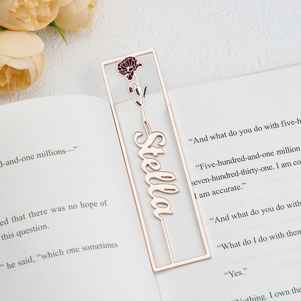 Colorful Birthday Flower Bookmark, Custom Name Bookmark, Personalized Name Bookmark, Cutting 3D Names, Women Birthday Commemorative Gifts