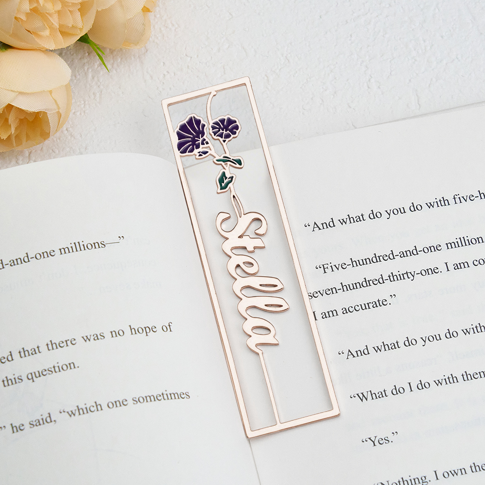 Colorful Birthday Flower Bookmark, Custom Name Bookmark, Personalized Name Bookmark, Cutting 3D Names, Women Birthday Commemorative Gifts