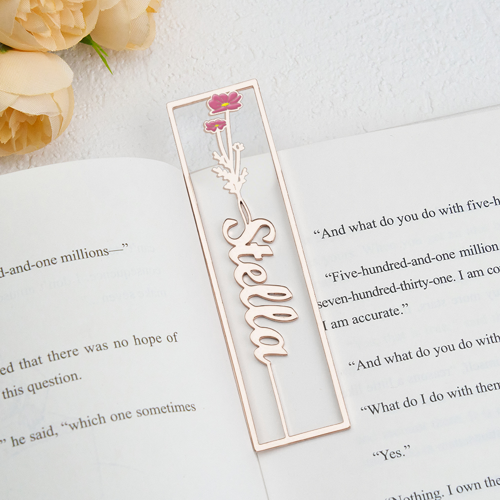 Colorful Birthday Flower Bookmark, Custom Name Bookmark, Personalized Name Bookmark, Cutting 3D Names, Women Birthday Commemorative Gifts