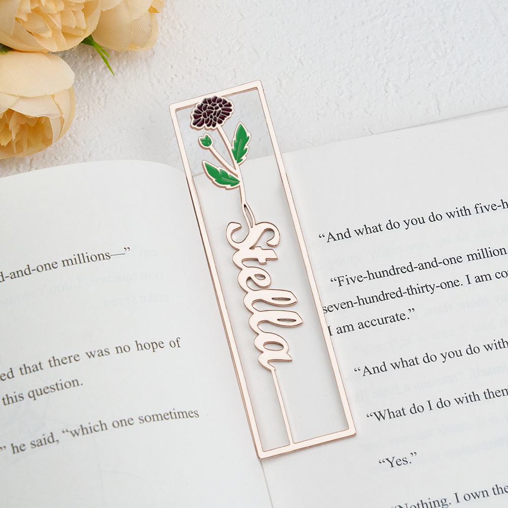 Colorful Birthday Flower Bookmark, Custom Name Bookmark, Personalized Name Bookmark, Cutting 3D Names, Women Birthday Commemorative Gifts