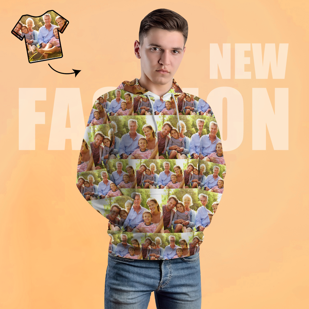 Custom Unisex Hoodie Casual Printed Photo Hoodie For Men Women - Upload Your Photo - 