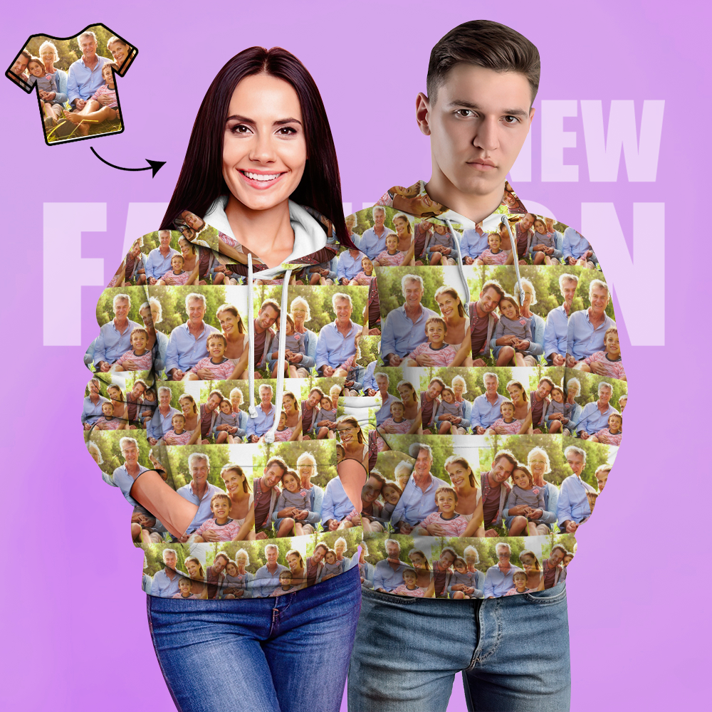 Custom Unisex Hoodie Casual Printed Photo Hoodie For Men Women - Upload Your Photo - 