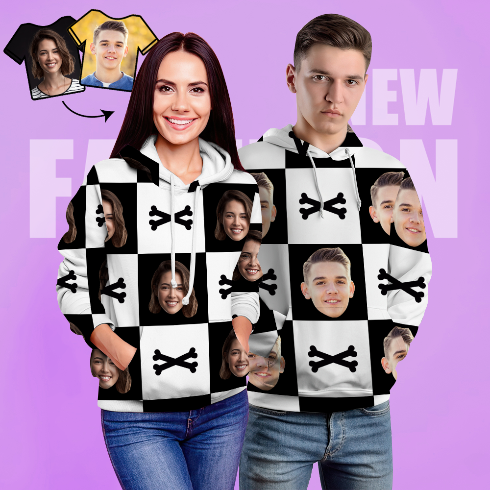 Custom Face Unisex Hoodie Casual Printed Photo Green Hoodie For Men Women - Crossbones - 