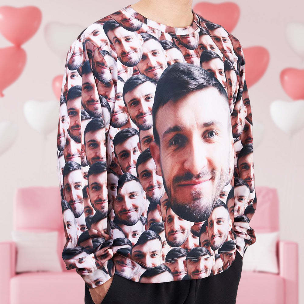 Valentine's Day Custom Face Crewneck Sweatshirt Personalized Sweatshirt for Couple - 