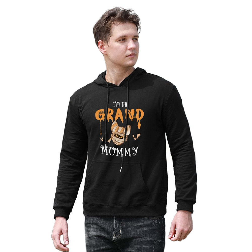 Custom Hoodie Long Sleeve Pullover Men's Hoodie Sweatshirt with Text Halloween Gift - Mummy - 
