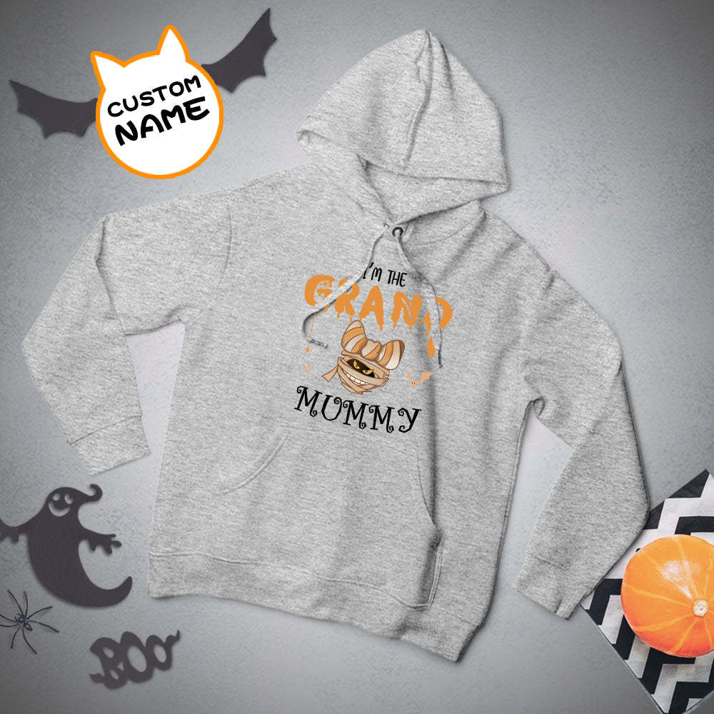 Custom Hoodie Long Sleeve Pullover Men's Hoodie Sweatshirt with Text Halloween Gift - Mummy - 