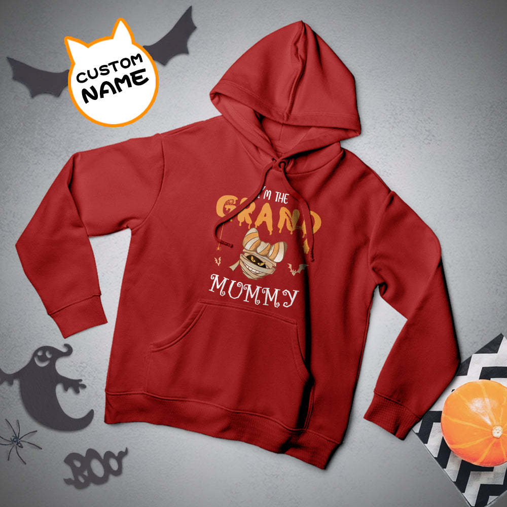 Custom Hoodie Long Sleeve Pullover Men's Hoodie Sweatshirt with Text Halloween Gift - Mummy - 