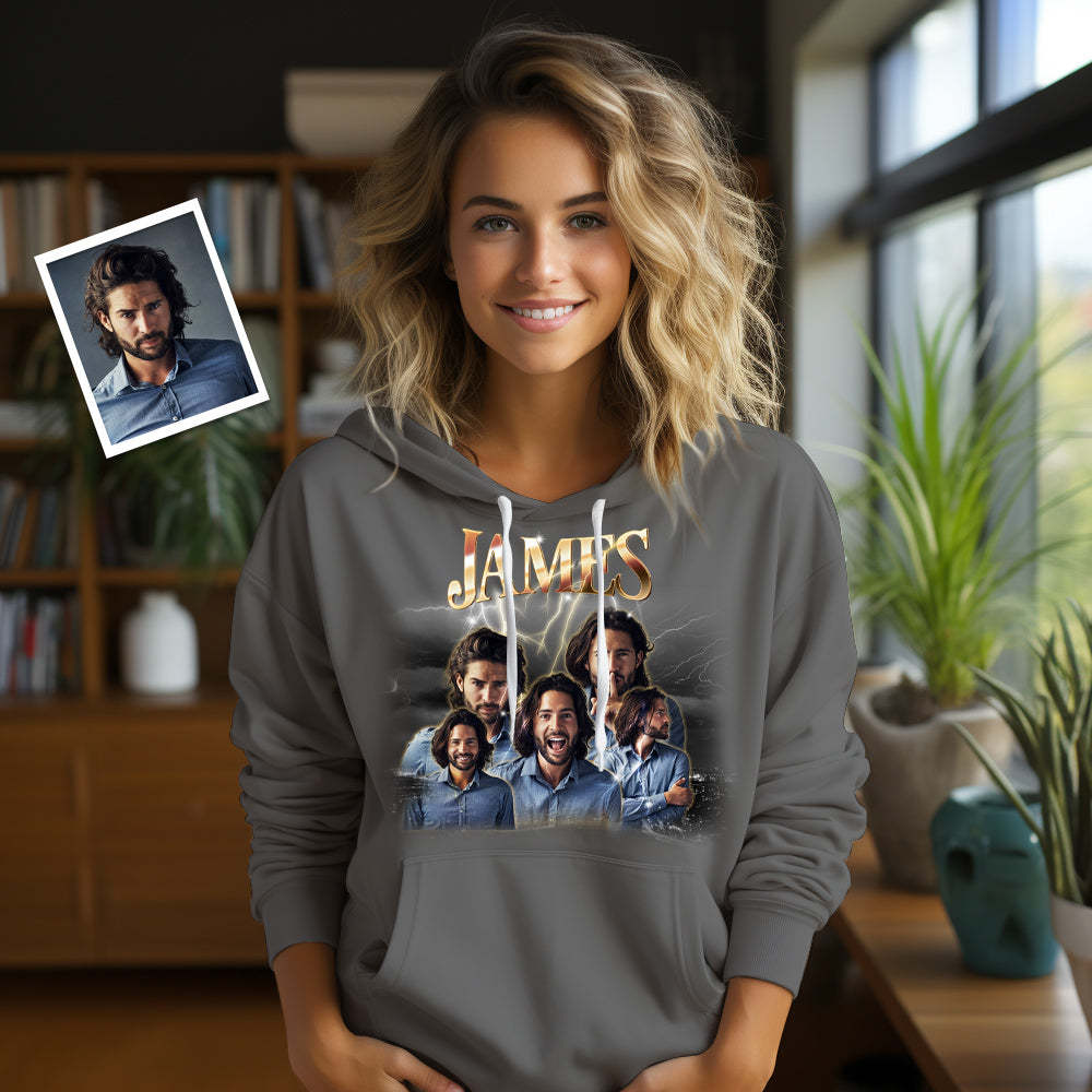 Valentine's Day Sale Custom Photo Vintage Personalized Name Hoodie for Boyfriend - 