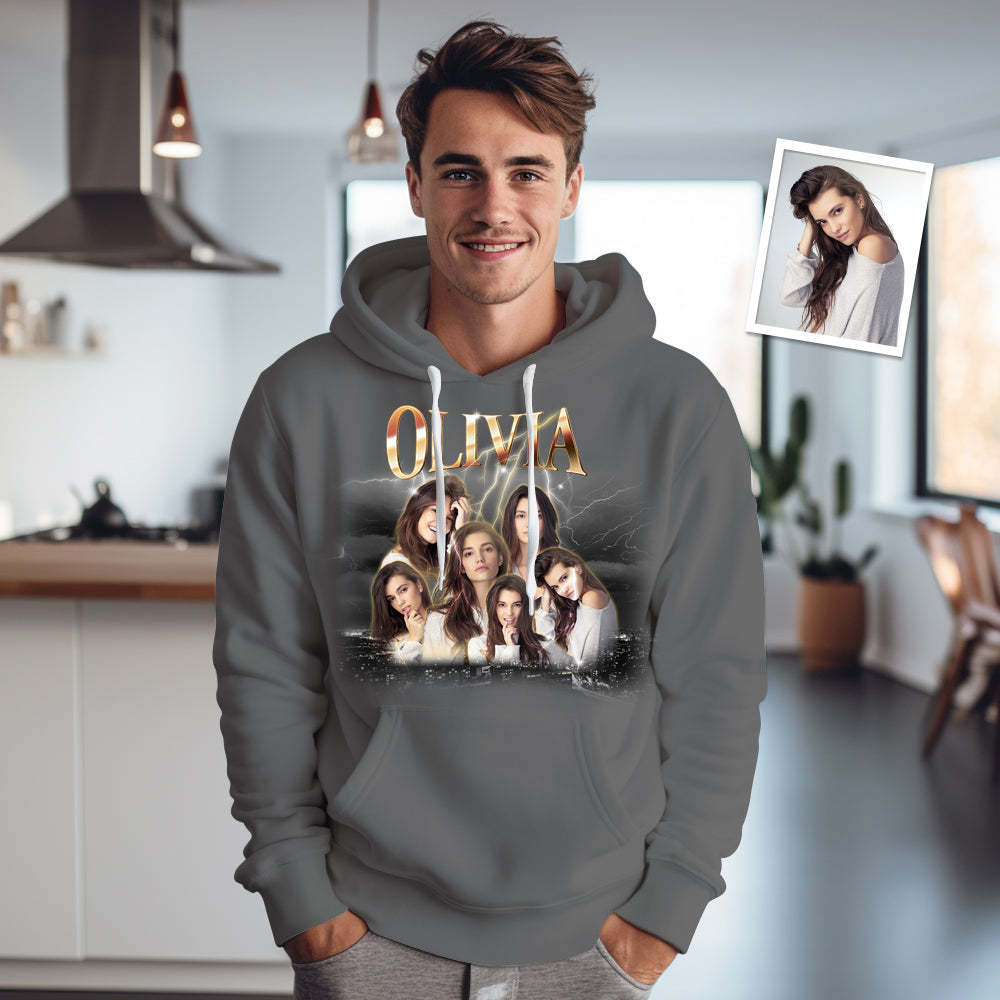 Valentine's Day Sale Custom Photo Vintage Personalized Name Hoodie for Boyfriend - 