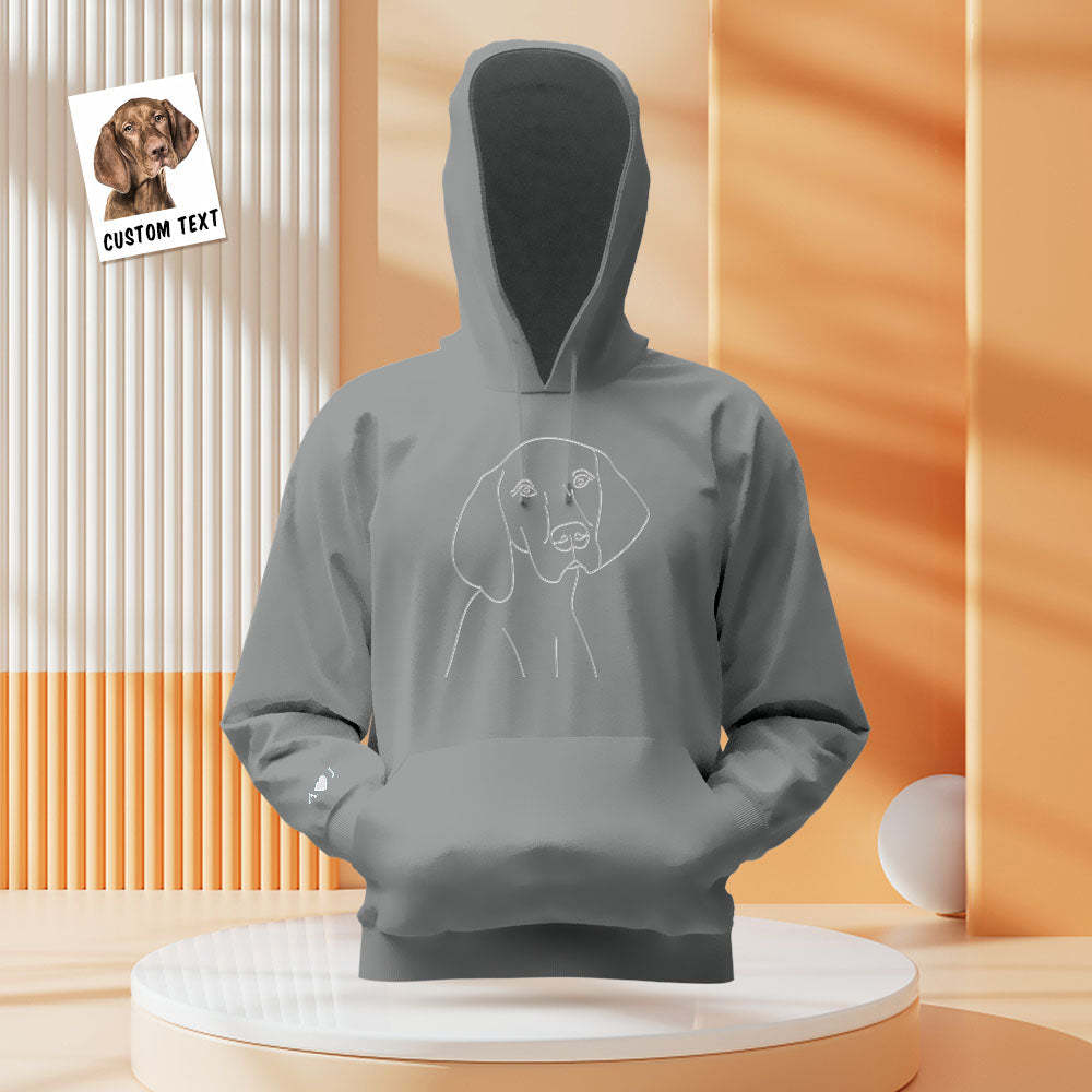 Custom Photo Embroidered Pocket Hoodie Text On Sleeve Colorful Couple Sweatshirt - 