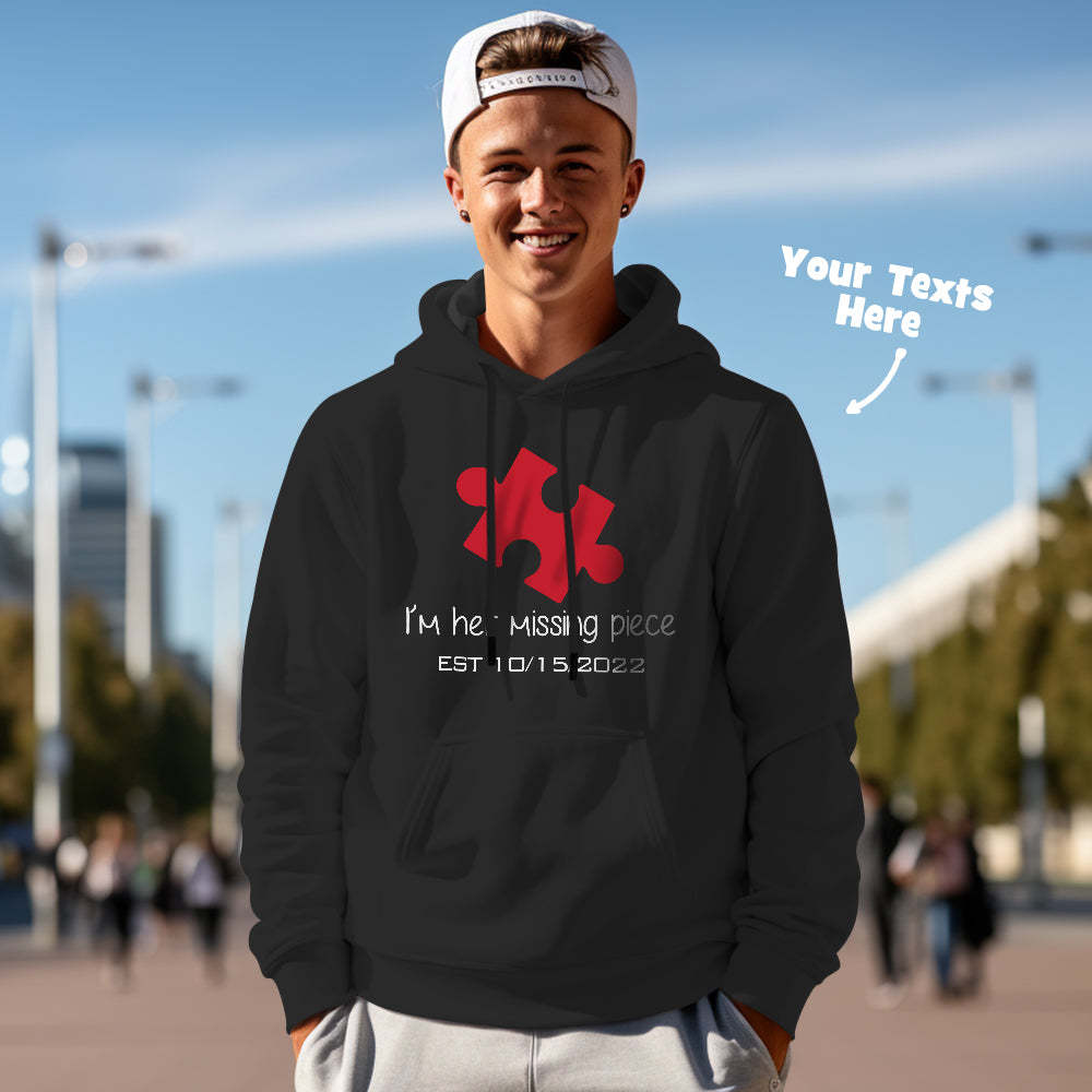 Custom Text Funny Couple Matching Hoodies Puzzle Set Personalized Hoodie Valentine's Day Gift - 