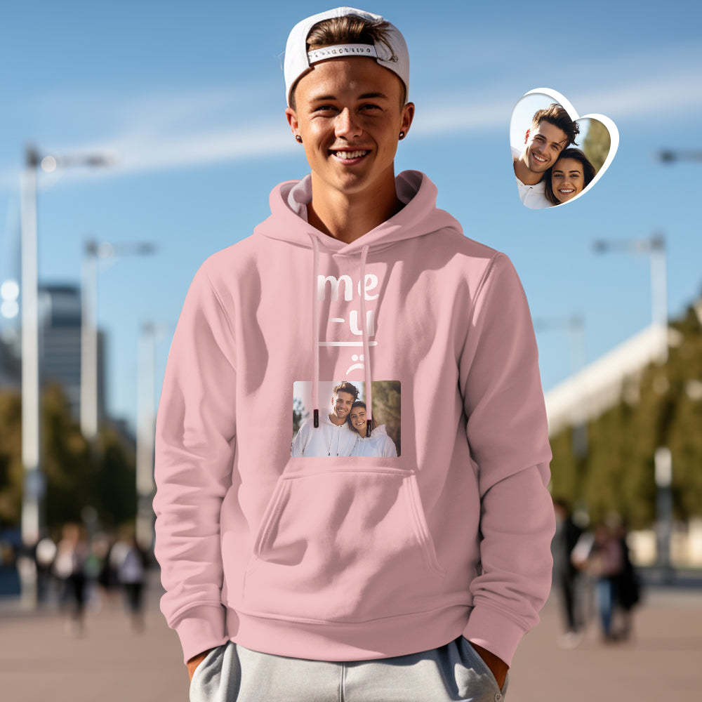 Custom Photo Couple Matching Hoodies Me+U Me-U Personalized Hoodie Valentine's Day Gift - 