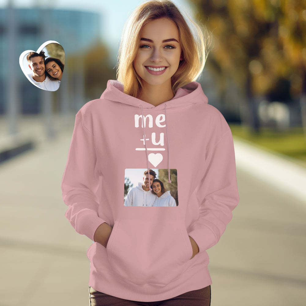 Custom Photo Couple Matching Hoodies Me+U Me-U Personalized Hoodie Valentine's Day Gift - 