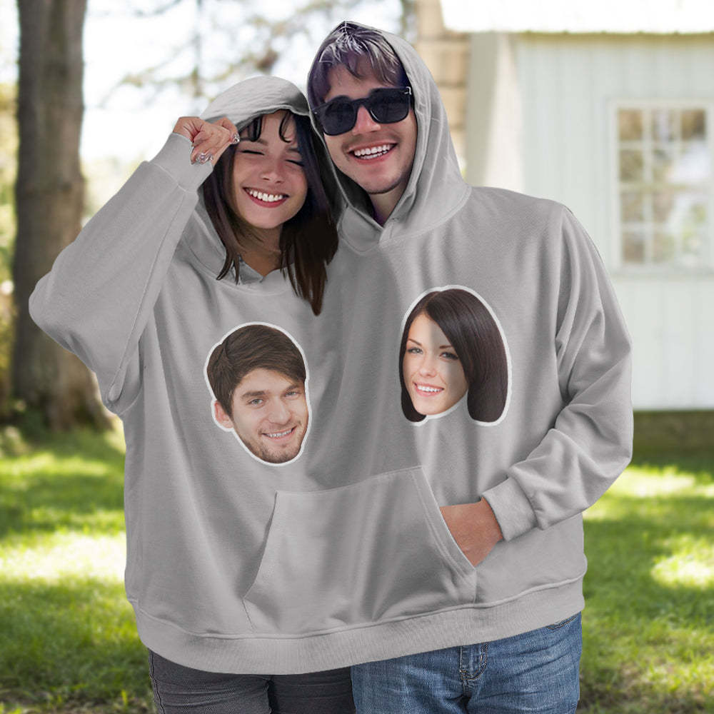 Custom Face Couples Photo Intimate One Piece Sweatshirt Hoodie Love Pajamas - 