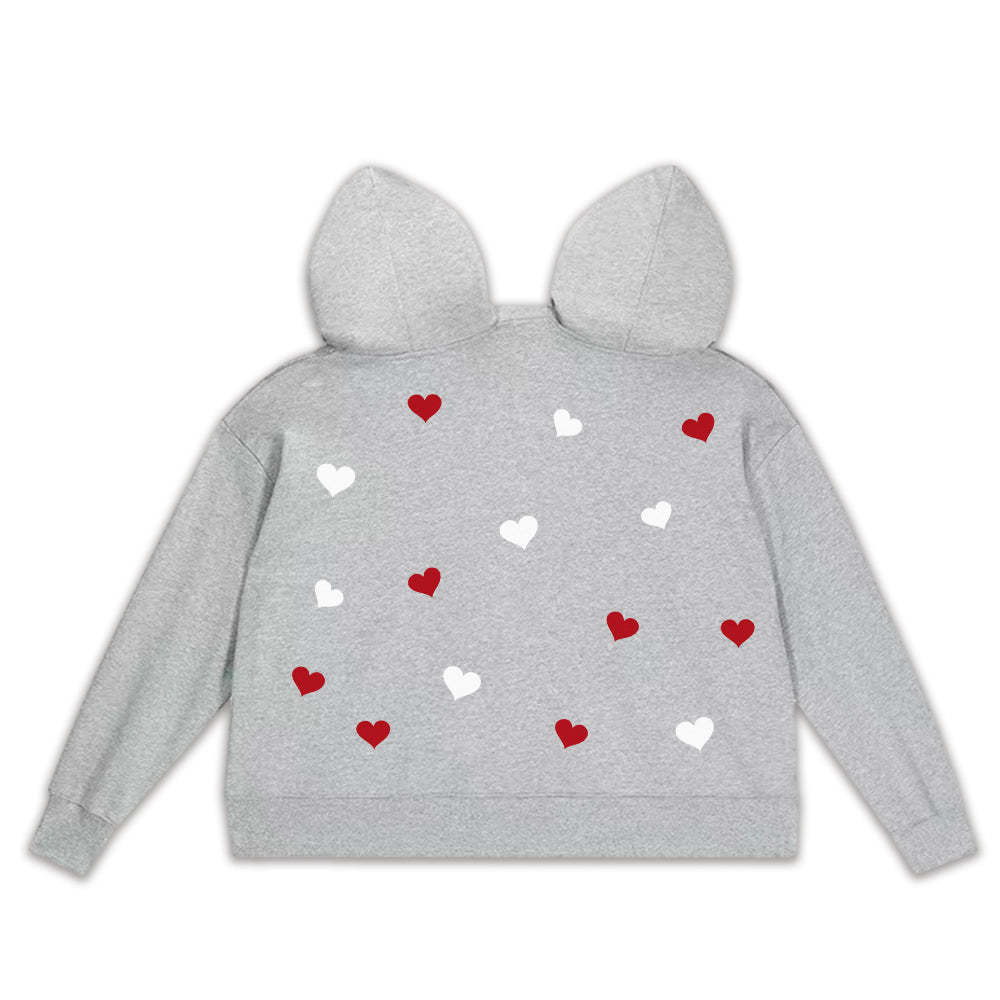 Custom Couple's Face One Piece Sweatshirt Intimate Hoodie - Heart - 