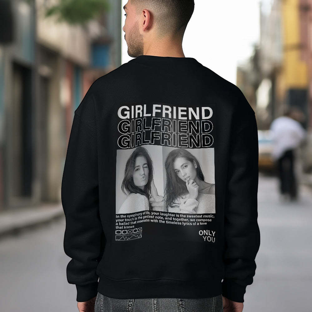 Custom Photo Round Neck Unisex Sweatshirt Personalized Pictures Crewneck Sweatshirts Valentine's Day Gift for Couple - 