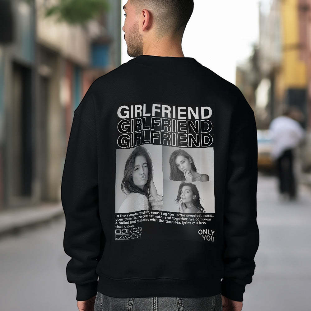 Custom Photo Round Neck Unisex Sweatshirt Personalized Pictures Crewneck Sweatshirts Valentine's Day Gift for Couple - 