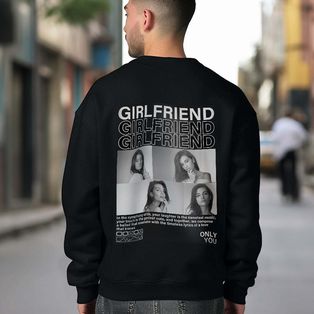 Custom Photo Round Neck Unisex Sweatshirt Personalized Pictures Crewneck Sweatshirts Valentine's Day Gift for Couple - 