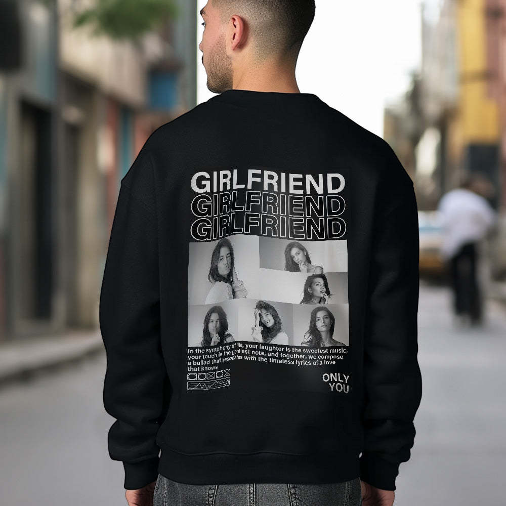 Custom Photo Round Neck Unisex Sweatshirt Personalized Pictures Crewneck Sweatshirts Valentine's Day Gift for Couple - 