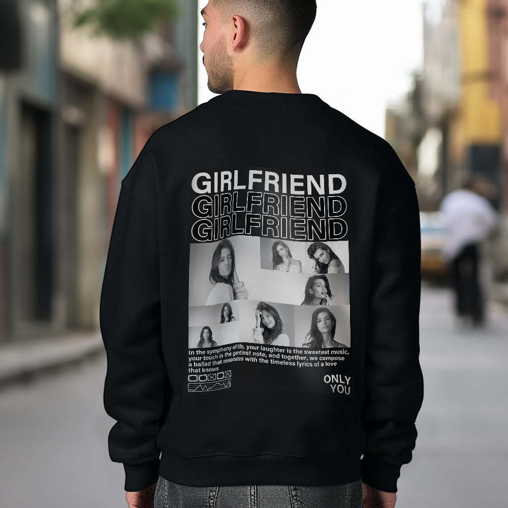 Custom Photo Round Neck Unisex Sweatshirt Personalized Pictures Crewneck Sweatshirts Valentine's Day Gift for Couple - 