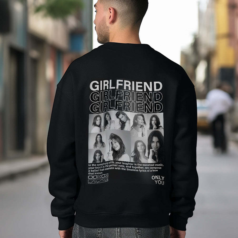 Custom Photo Round Neck Unisex Sweatshirt Personalized Pictures Crewneck Sweatshirts Valentine's Day Gift for Couple - 
