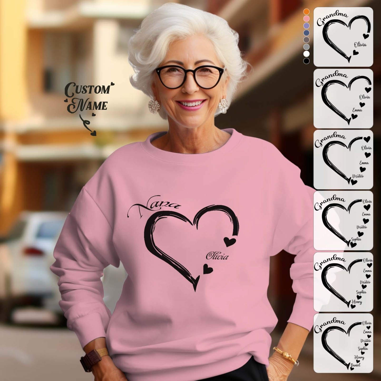 Custom Mama Grandma Round Neck Sweatshirt Personalized Crewneck Sweatshirts Mother's Day Gift - 