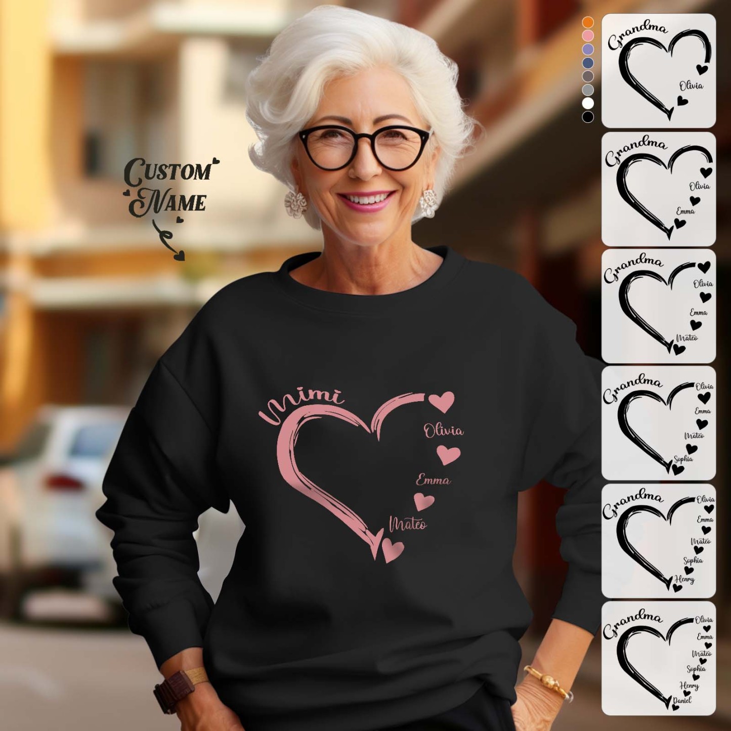 Custom Mama Grandma Round Neck Sweatshirt Personalized Crewneck Sweatshirts Mother's Day Gift - 