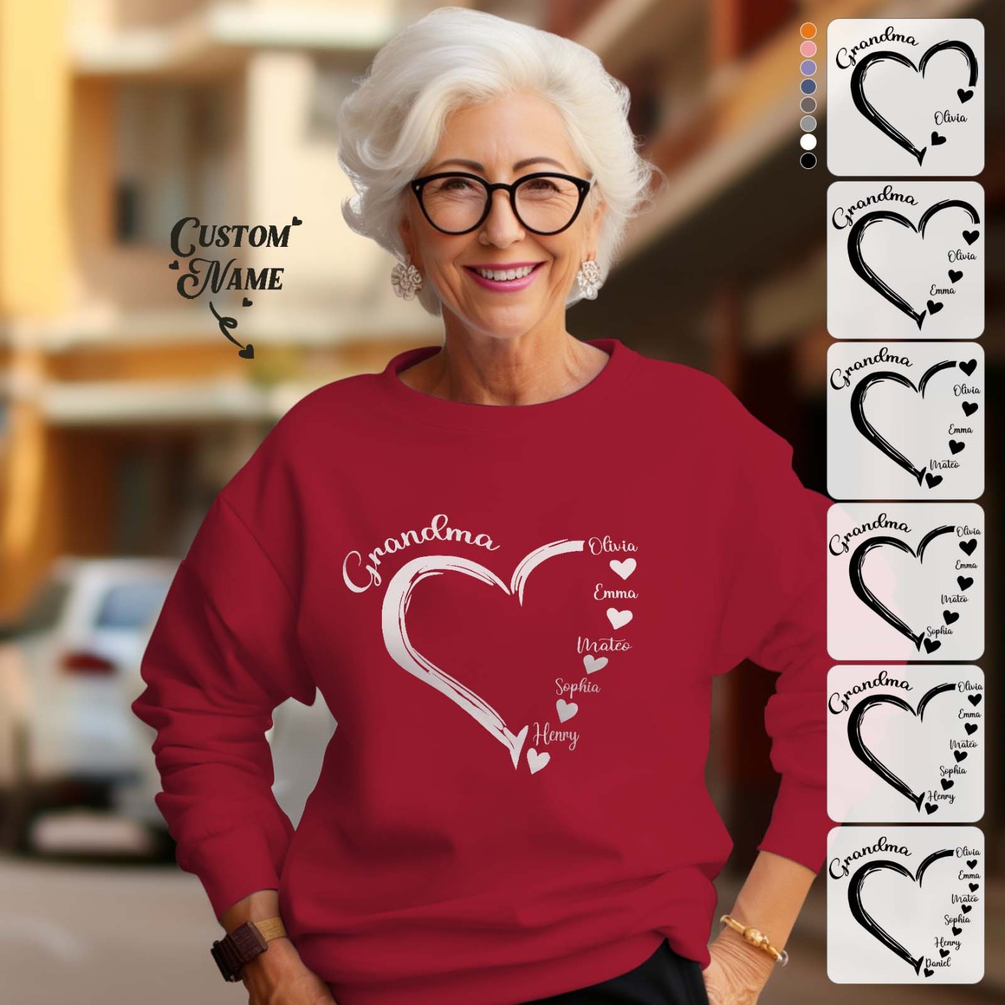 Custom Mama Grandma Round Neck Sweatshirt Personalized Crewneck Sweatshirts Mother's Day Gift - 