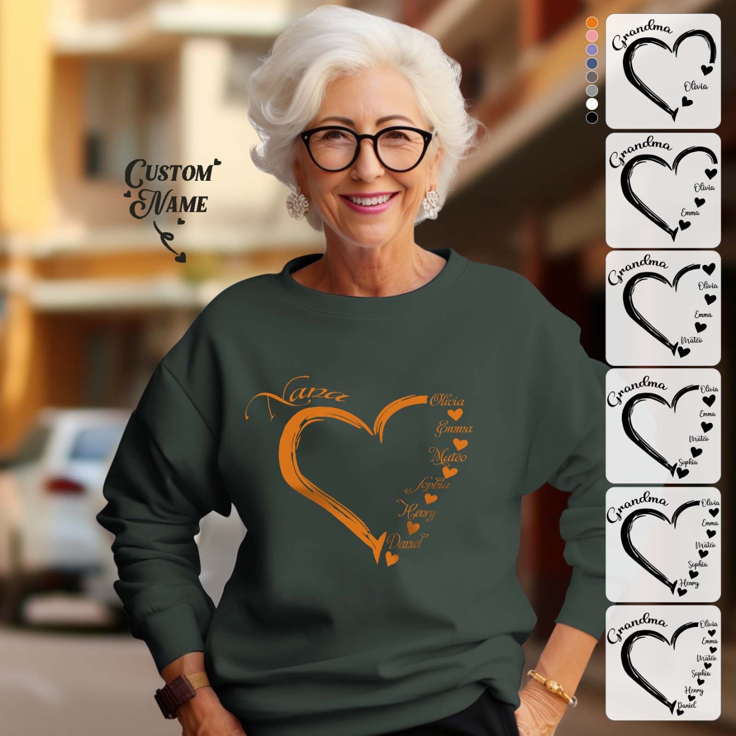 Custom Mama Grandma Round Neck Sweatshirt Personalized Crewneck Sweatshirts Mother's Day Gift - 