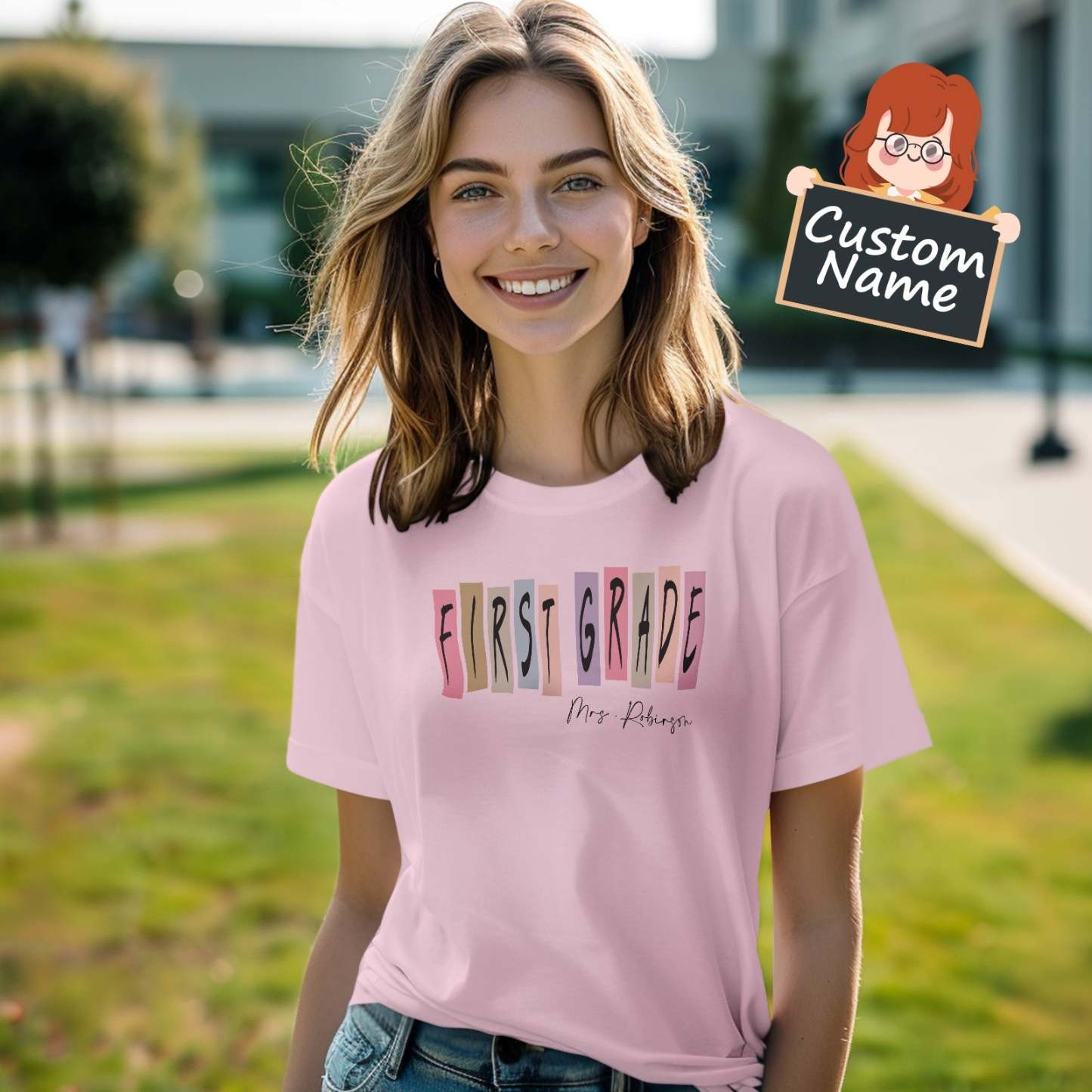 Personalized First Grade T-Shirt Teacher Custom Name Shirt Back to School Gifts - Myphotowallet