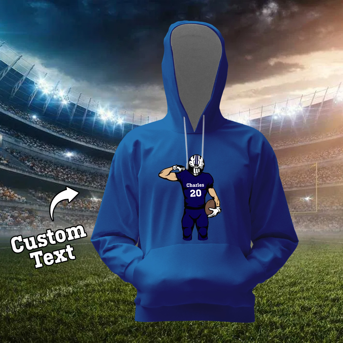 Shine On Game Day - Custom Glitter Football Player Hoodie T-shirt - 