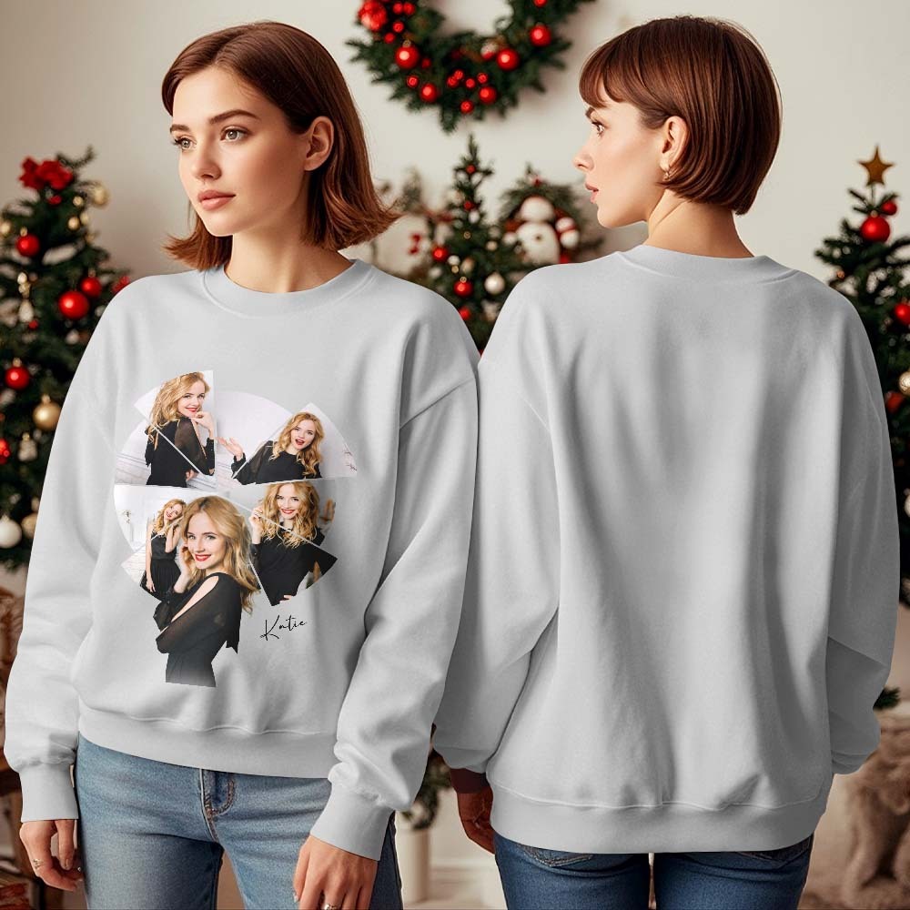 Custom Photo Printing T-shirt Crewneck Hoodie Personalized Your Girlfriend Boyfriend Photo Hoodie - 