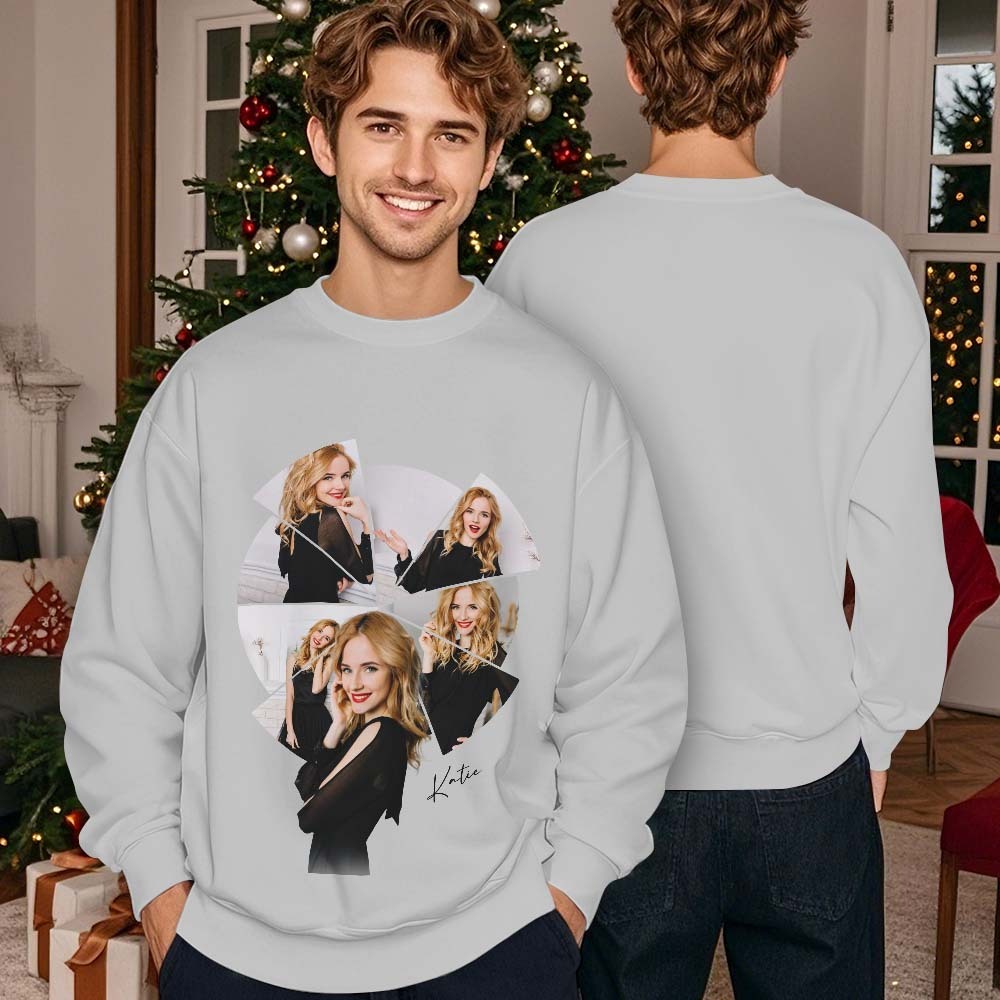 Custom Photo Printing T-shirt Crewneck Hoodie Personalized Your Girlfriend Boyfriend Photo Hoodie - 