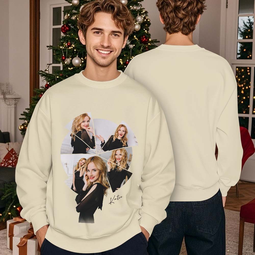 Custom Photo Printing T-shirt Crewneck Hoodie Personalized Your Girlfriend Boyfriend Photo Hoodie - 