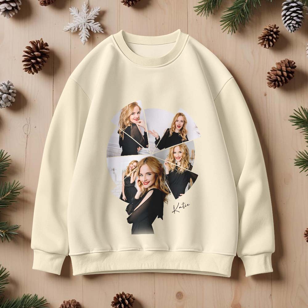 Custom Photo Printing T-shirt Crewneck Hoodie Personalized Your Girlfriend Boyfriend Photo Hoodie - 