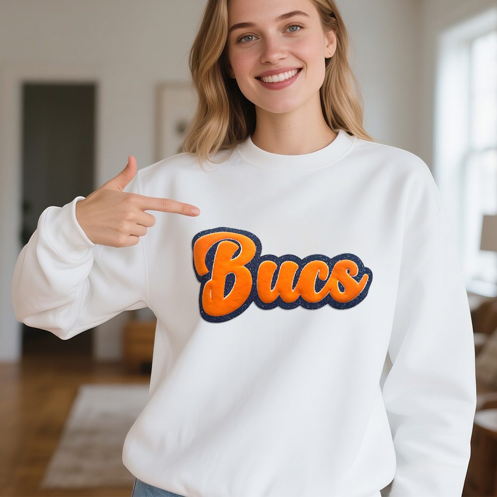 Custom Name Bubble Patch Sweatshirt Personalized 3D Puffy Text Pullover with Glitter Outline, Multiple Color Options - 