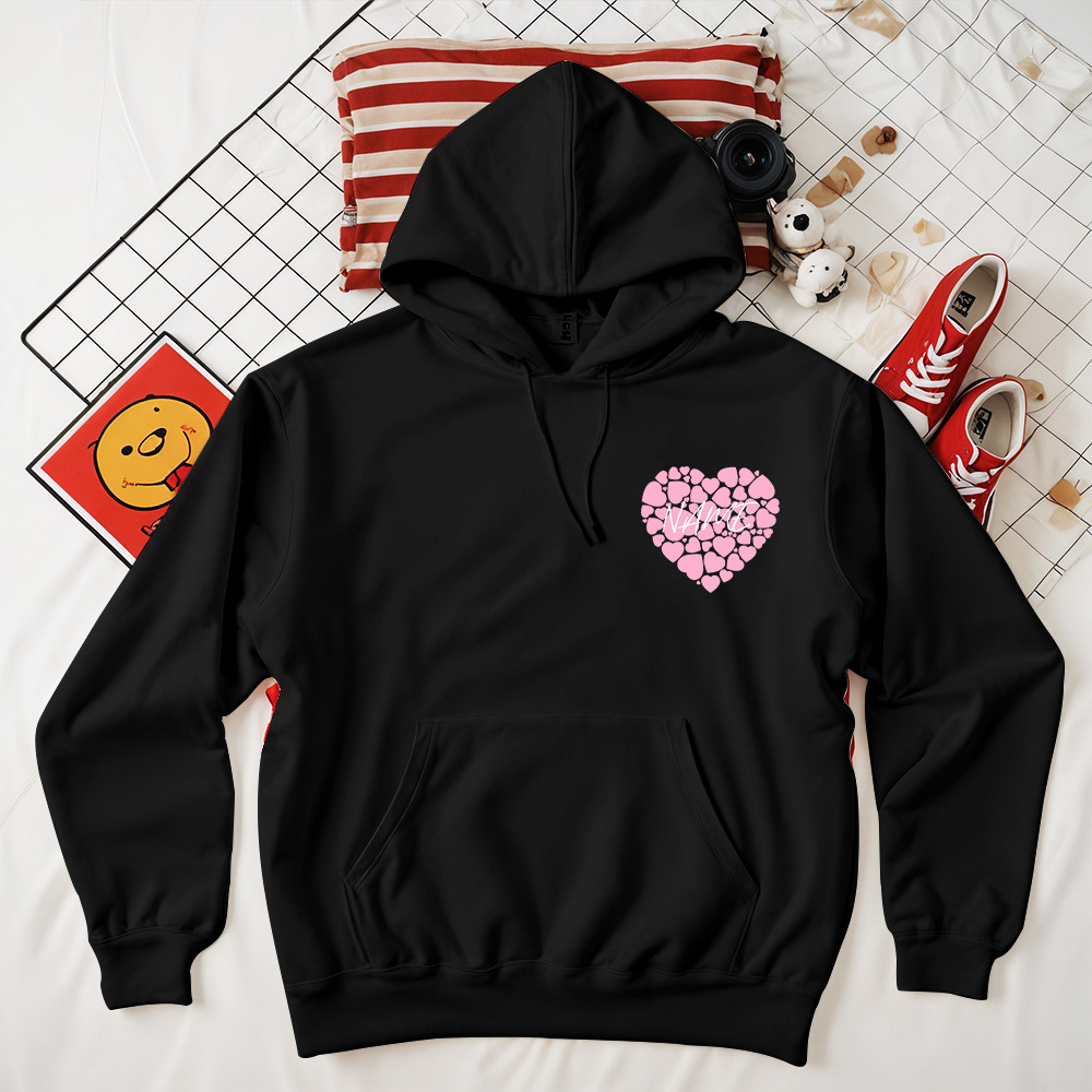 Custom Name Hoodies Personalized Teacher Heart Hoodies Gift For Valentine's Day - 